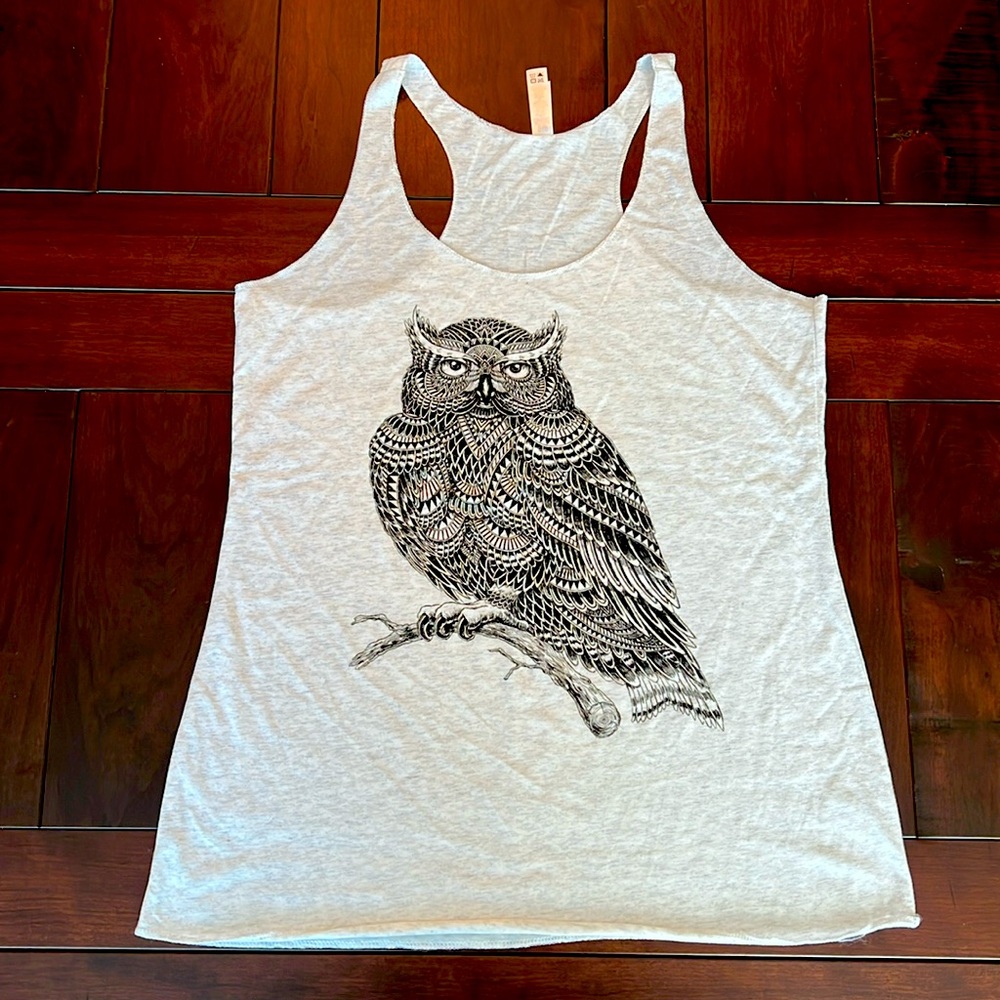 NWOT Next Level Racerback Owl Tank
